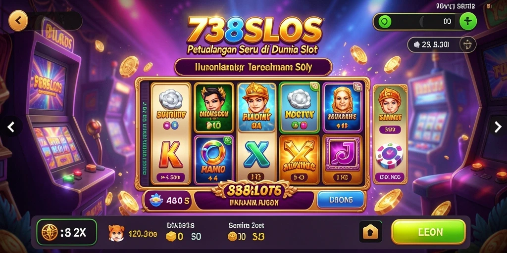 Gameplay seru 738SLOTS dengan berbagai misi dan slot menarik.