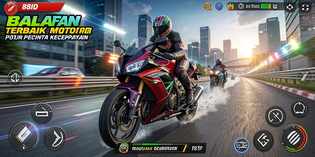 Screenshot gameplay 88ID menampilkan aksi balapan motor yang mendebarkan.