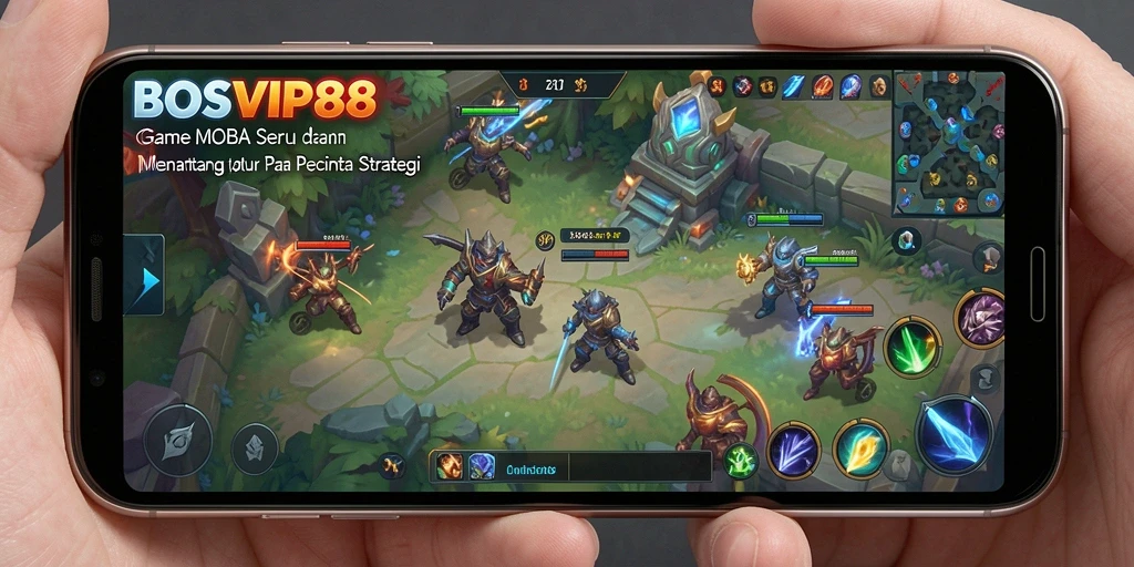Tampilan gameplay MOBA yang menegangkan dan mendebarkan di BOSVIP88.