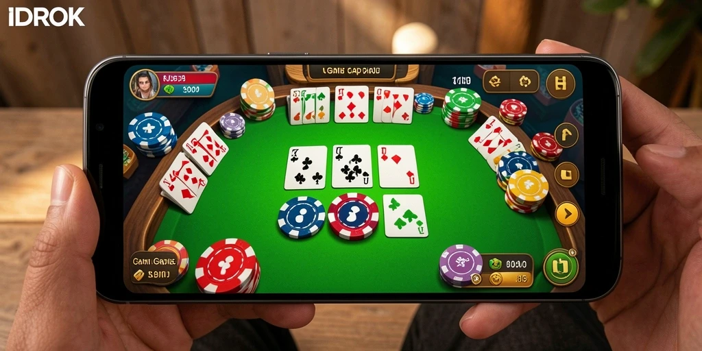 Tampilan screenshot <strong>IDROK</strong> menampilkan keseruan gameplay Gaple yang menarik.