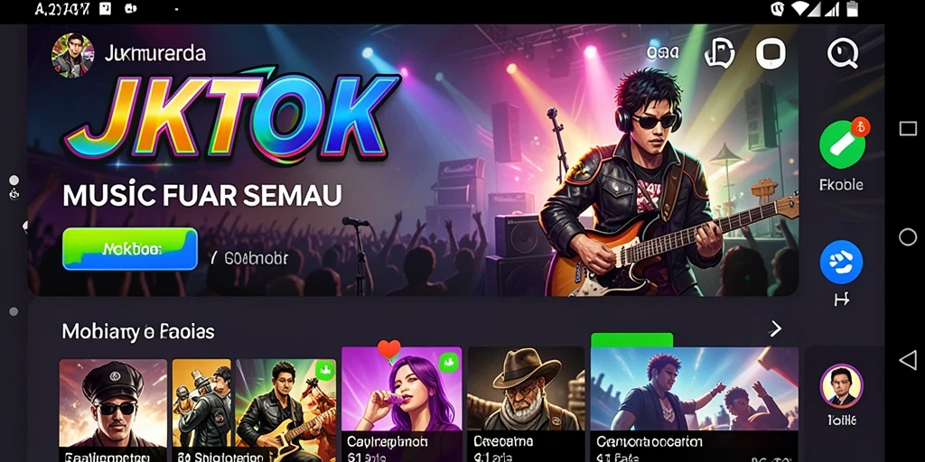 Screenshot gameplay JKTOK menampilkan antarmuka aplikasi Musik yang interaktif dan menarik.