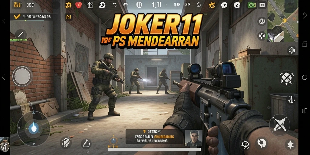Screenshot menunjukkan aksi intens dalam permainan FPS JOKER11.