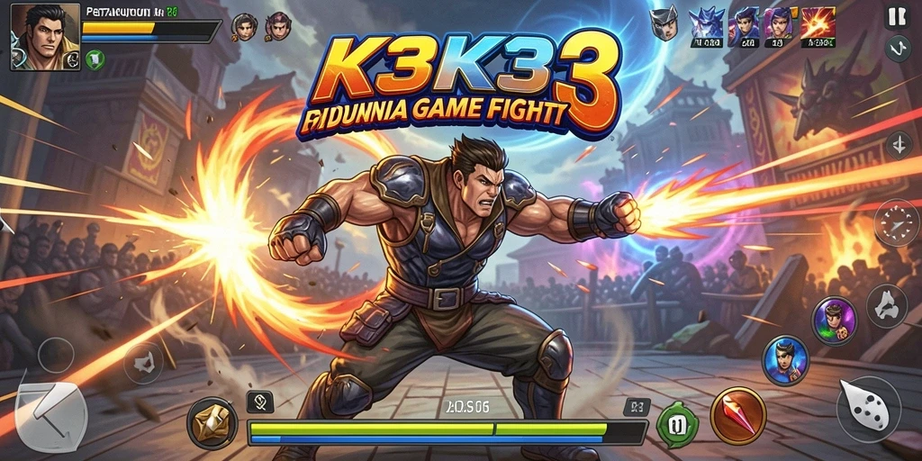Tampilan gameplay K3K3 dengan pertarungan yang mendebarkan.