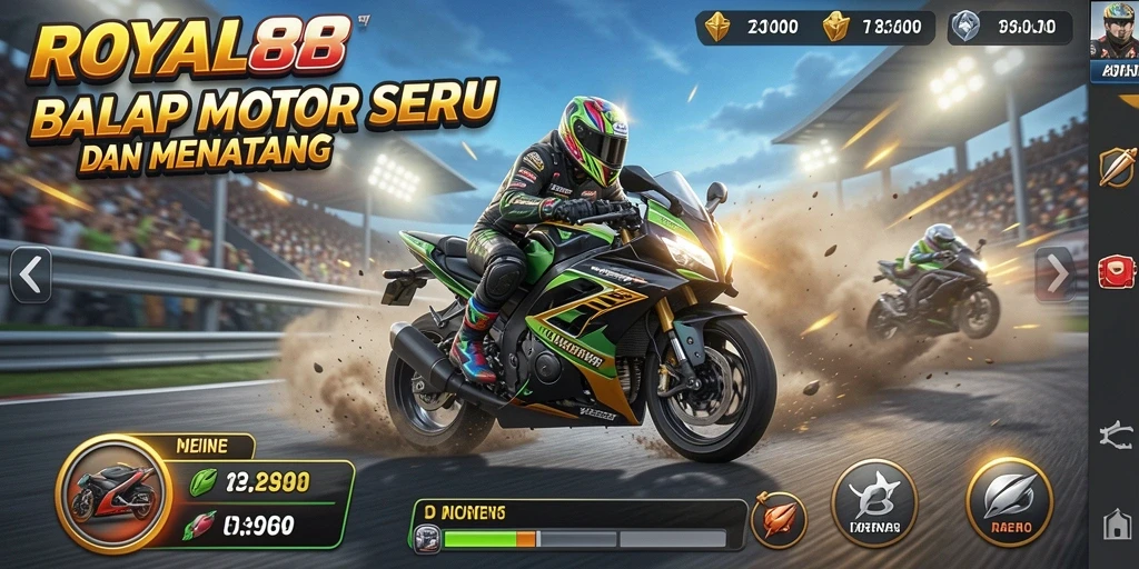 Tampilan gameplay seru dari balapan motor di ROYAL88.