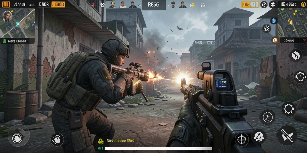 Screenshot permainan <strong>RR666</strong> menampilkan pertempuran seru dalam game FPS.