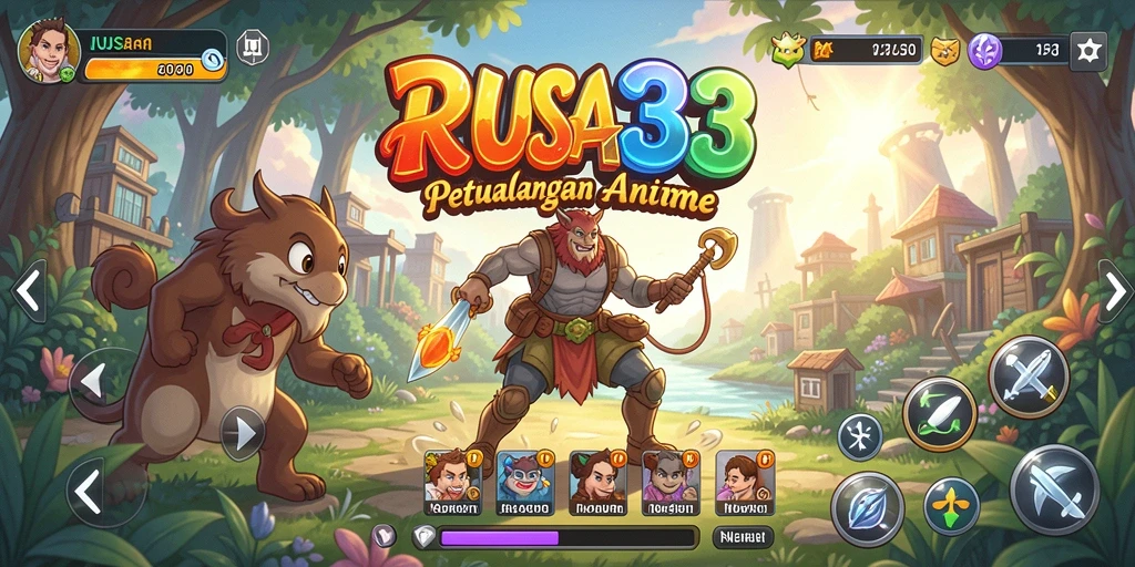Tampilan gameplay RUSA33 dengan karakter Anime yang dinamis.